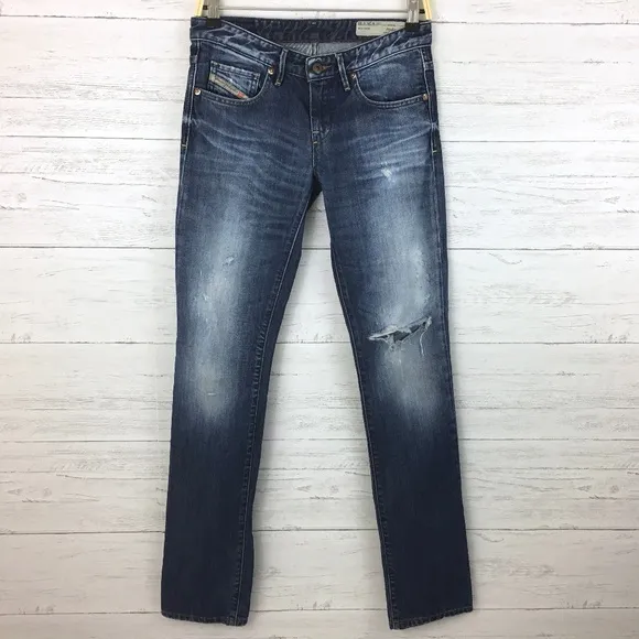 Diesel Women's Jeans My Boy Slim Straight Leg Distressed size 25 x 32