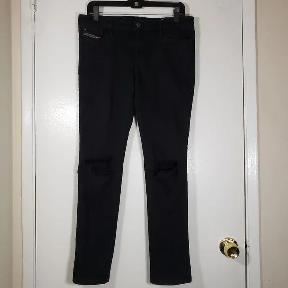 Diesel Black Skinzee Super Slim Skinny Regular Waist Jeans Size 32