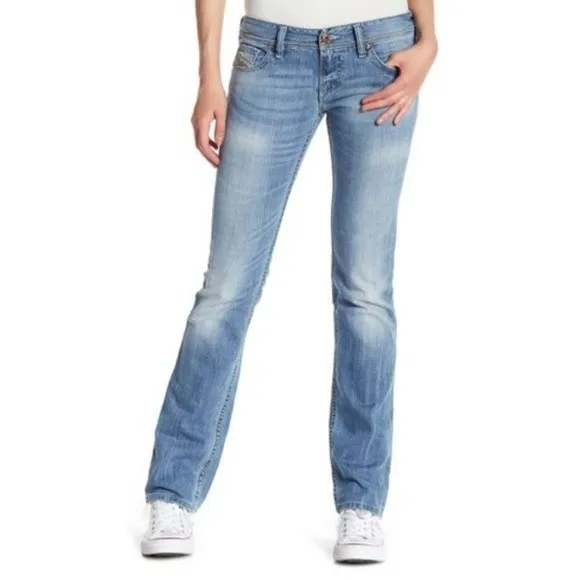 Vintage Diesel Lowky Hipster Light Wash Distressed Straight Jeans Women's Size28