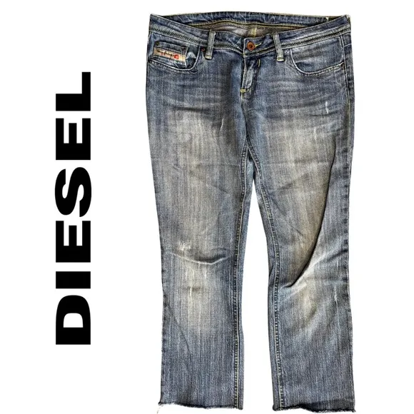 🔥50% OFF🔥 Diesel Copped Jeans Worn Look Blue5 Pocket Size 29