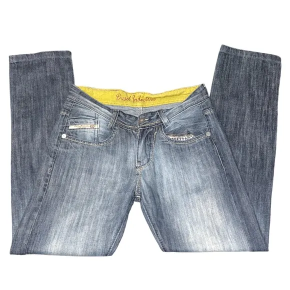 Diesel Women’s “Matic” Slim Tapered Distressed Denim Blue Jeans Size 30