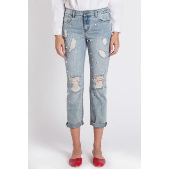 JAK & RAE MATTIE PEARLS Cropped Jeans