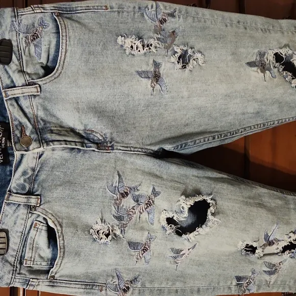 Beautiful unique  hummingbird jeans