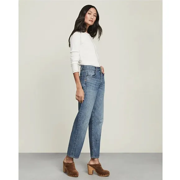 Veronica Beard Blake Classic Straight High Rise Keystone Rigid Cotton Jeans