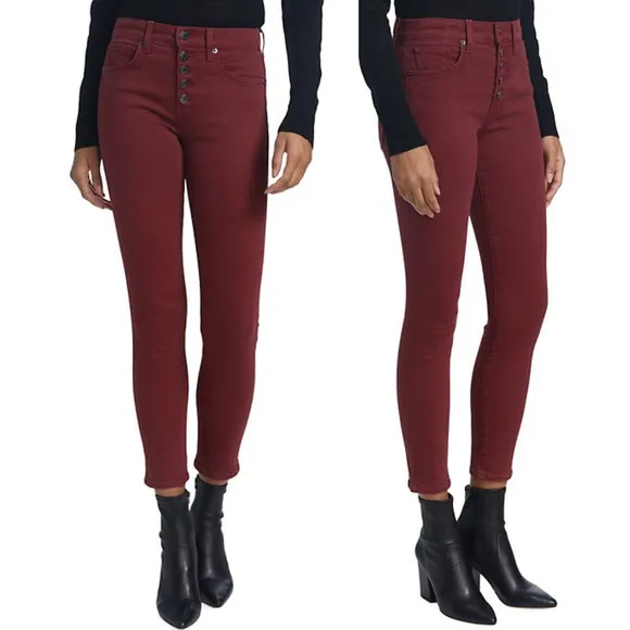 Veronica Beard Debbie Skinny High-Waisted Ankle Jeans Ox Blood Size 0 25
          
      NWT