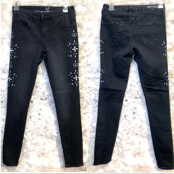 Women Versace 1969 embroidered skinny jeans, s 2
