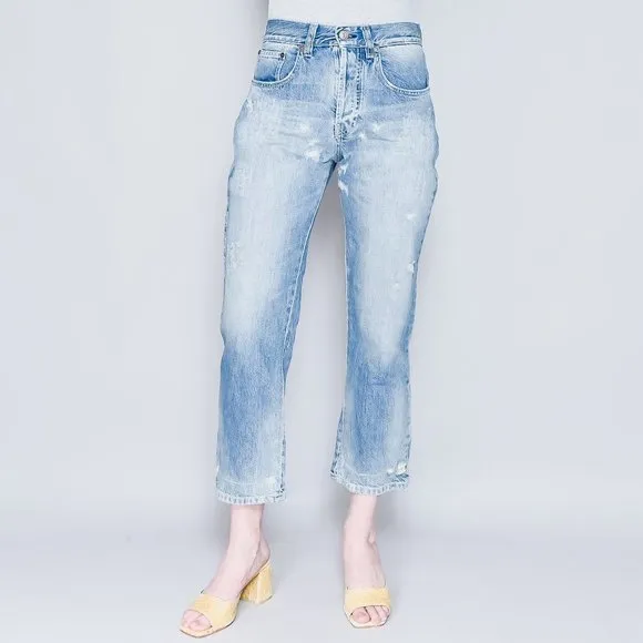 VICTORIA BECKHAM Distressed High-Rise Cropped Jeans