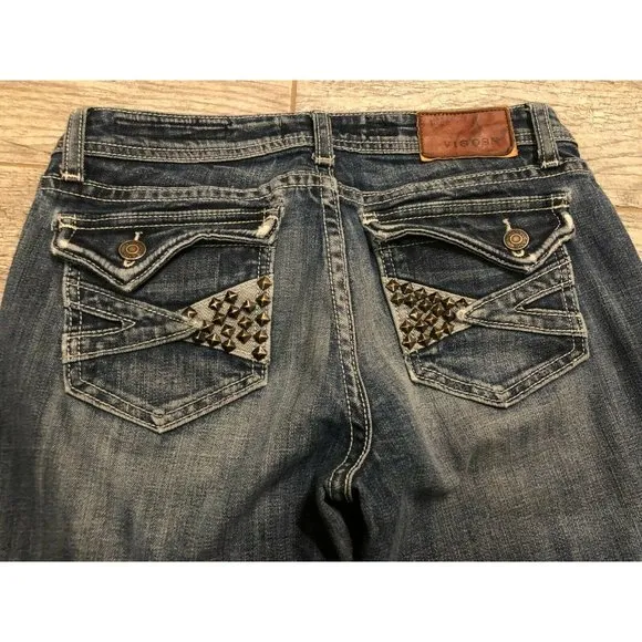 Vigoss Collection size 3 Jeans Denim Bootcut Boot Back flap Embellished Pockets