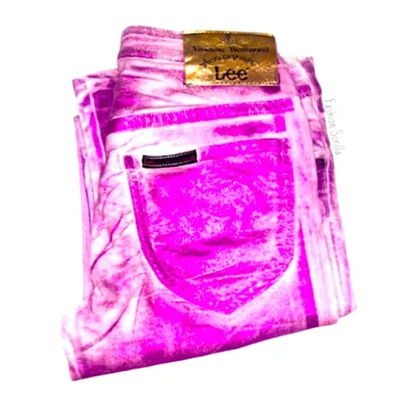 Vivienne Westwood Vintage Metallic Purple Pink Iridescent Anglomania Lee pants