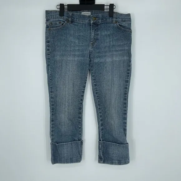 Warehouse Women's High Rise Straight Capri Cuffed Blue Jeans 10
