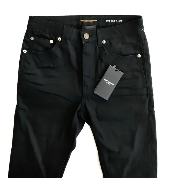 SAINT LAURENT Paris D05 W/SK-MW Black SKINNY MEDIUM-RISE Jeans 26
          
      NWT
