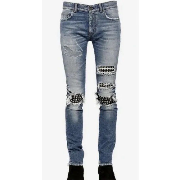 Saint Laurent Studded Distressed Jeans