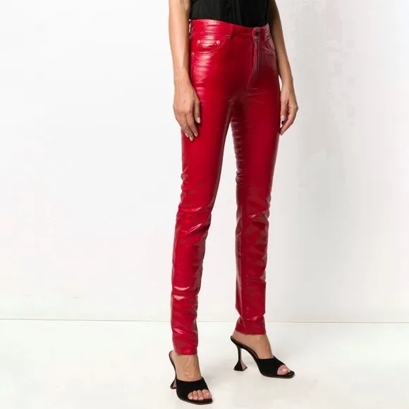 Saint Laurent Coated Red Skinny Jeans
          
      NWT