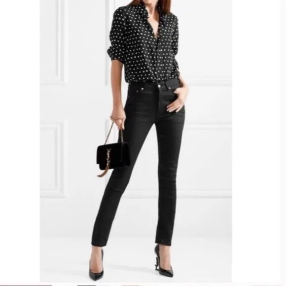 Saint Laurent High Rise Skinny Jeans 28 Black D04 W/SK-HW
          
      NWT