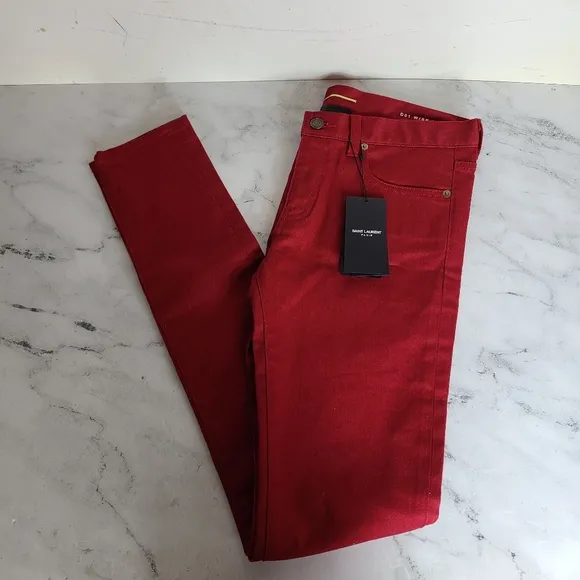 Saint Laurent Paris Red Skinny Jeans 30 D01W/SK-LW New With Tag
          
      NWT