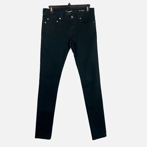 Saint Laurent Low Rise Skinny Jeans in Black Denim D01 - Womens Size 28