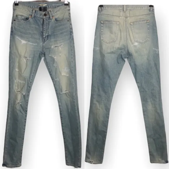 YSL Saint Laurent Distressed Skinny Jeans
