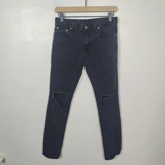 Saint Laurent 902 M/SK-LW Jeans Womens 30 Washed Black Gray Skinny Distressed