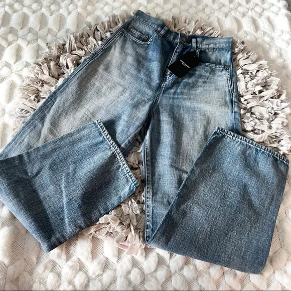 Saint Laurent Paris Straight Leg Jeans in Medium Wash
          
      NWT
