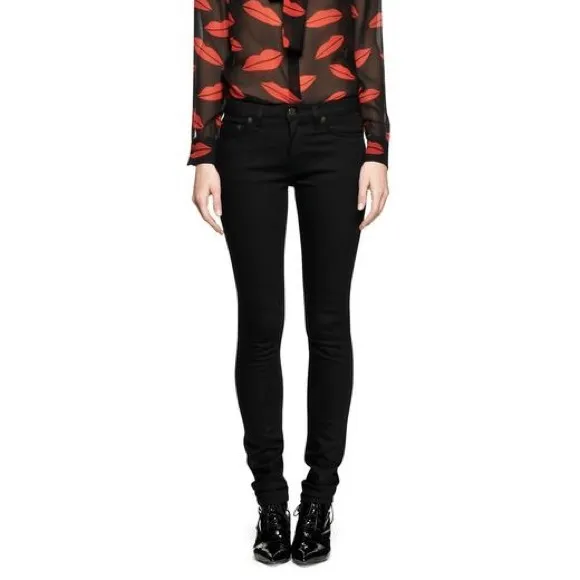 New SAINT LAURENT SLIM EMBROIDERED JEAN