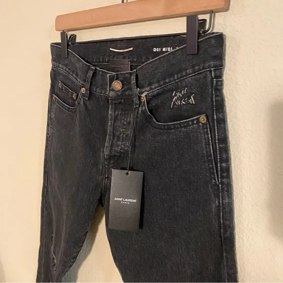 NWT Saint Laurent black distressed skinny jeans
          
      NWT