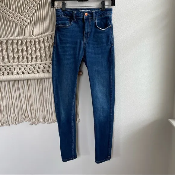 Zara High Rise Dark Wash Jeans