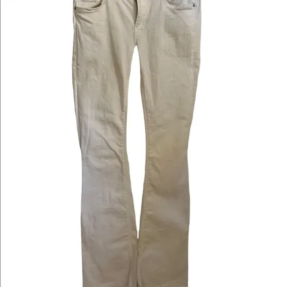 {Zara} white jeans  Stretch full length flare leg high rise