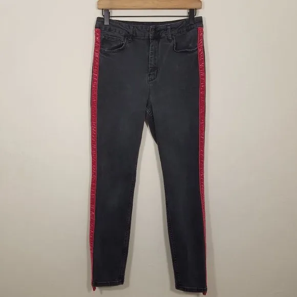 Zara Premium Striped Super Skinny Stretch Jeans Size 10