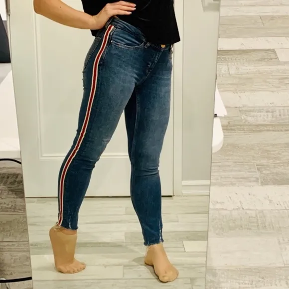 Zara Vintage Sports Stripe Skinny Leggings Jeans