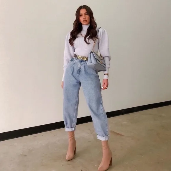 Zara highrise roll up balloon jeans 6