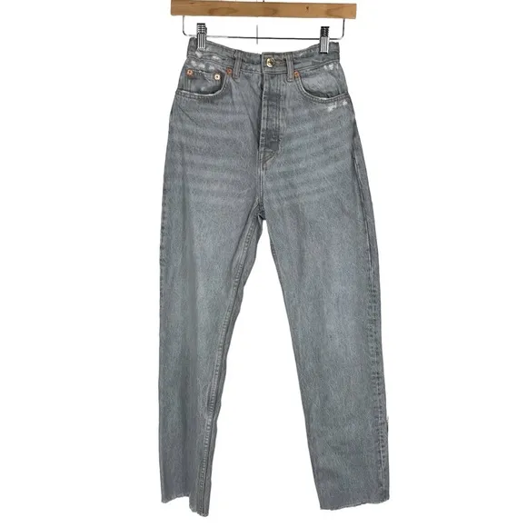 Zara Blue Raw Hem Distressed Jeans | Size: 2