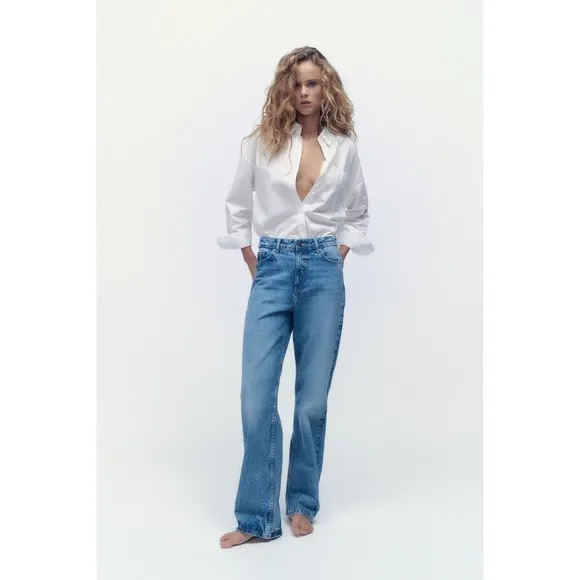 Zara | Mom Fit Full Length Long Blue Jeans~2