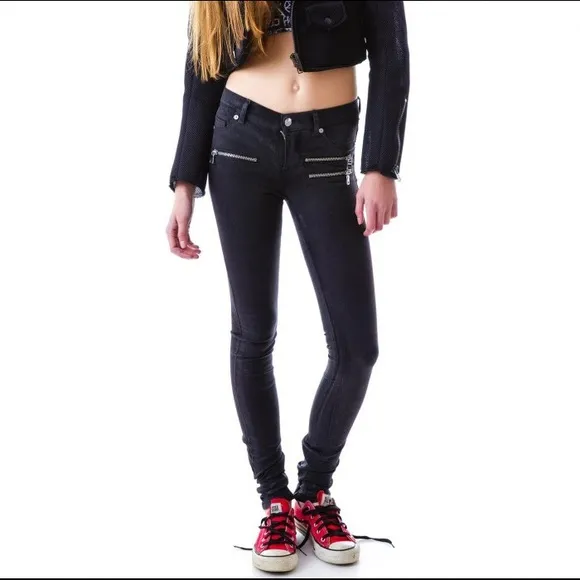 Zoe Karssen Low-Rise Coated Denim