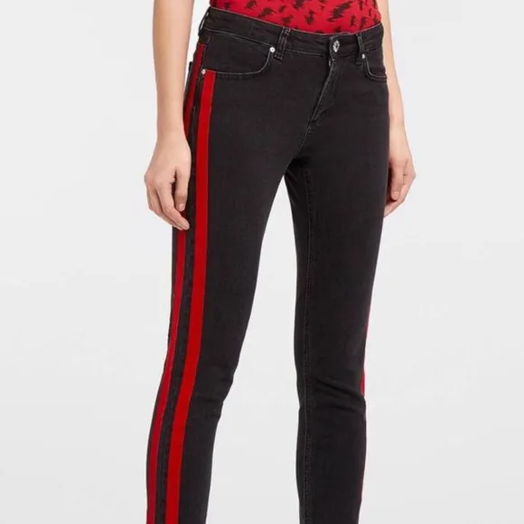 ZOE KARSSEN Piper Striped Slim-Leg Jeans