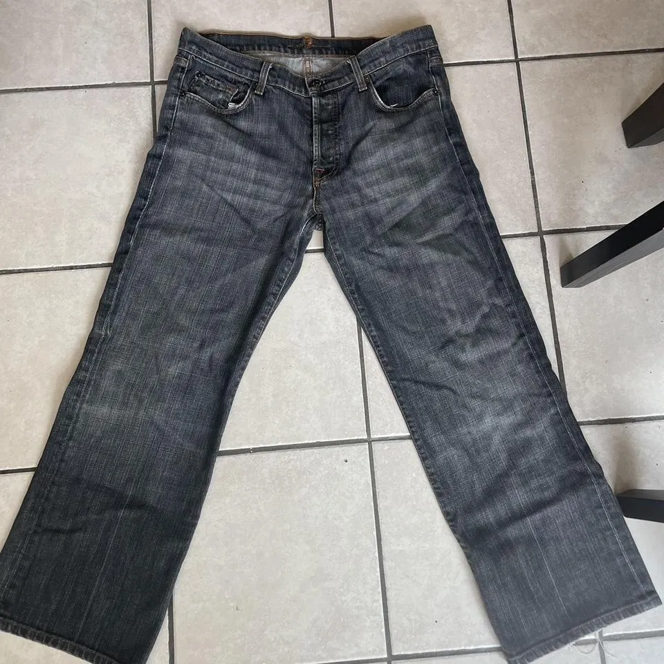 7 For All Mankind Men's Black and Grey Jeans