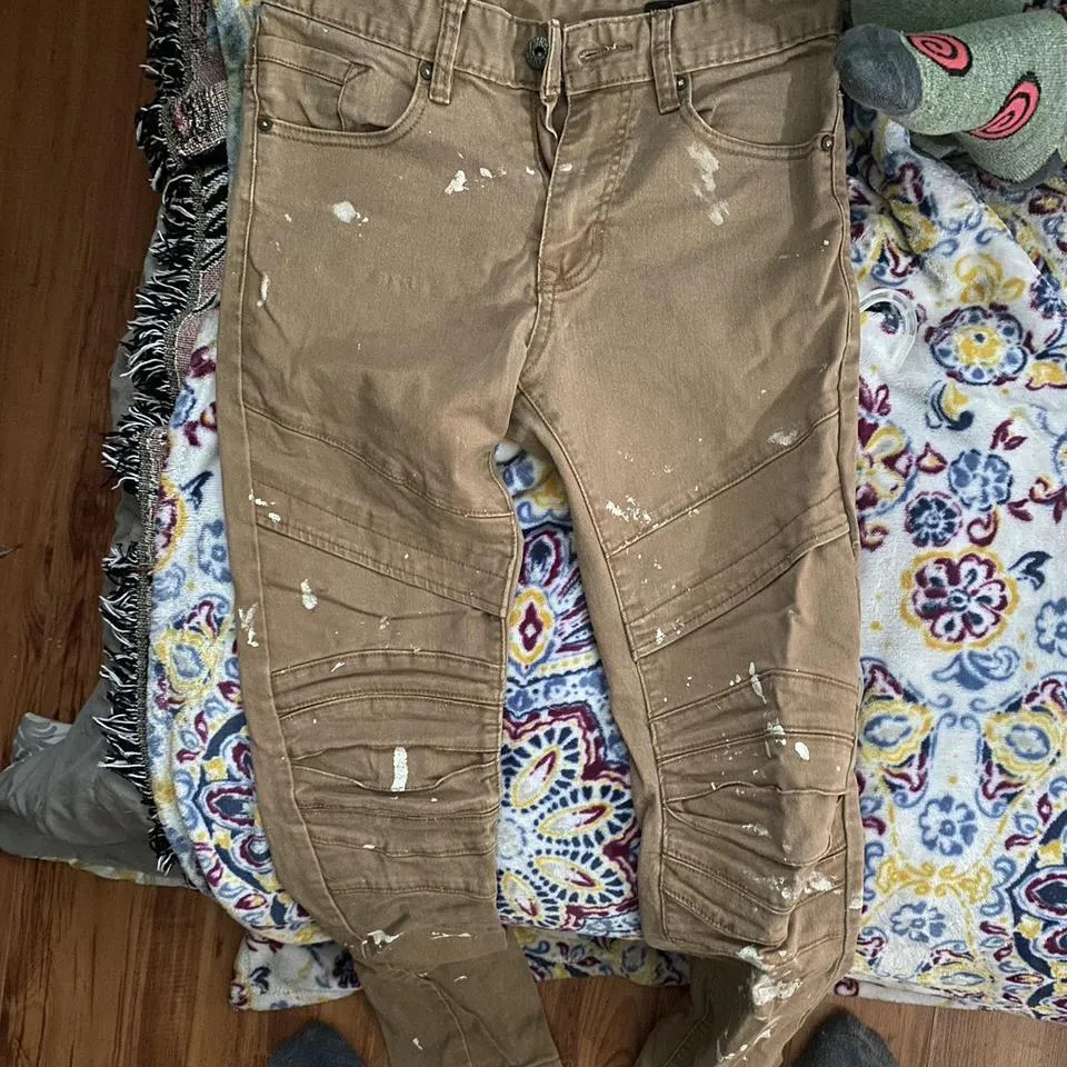 Abercrombie & Fitch Men's Tan and White Jeans