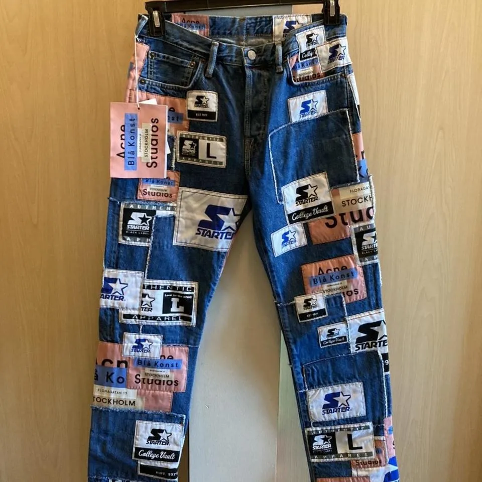 Acne Studios Men's Pink and Blue Jeans