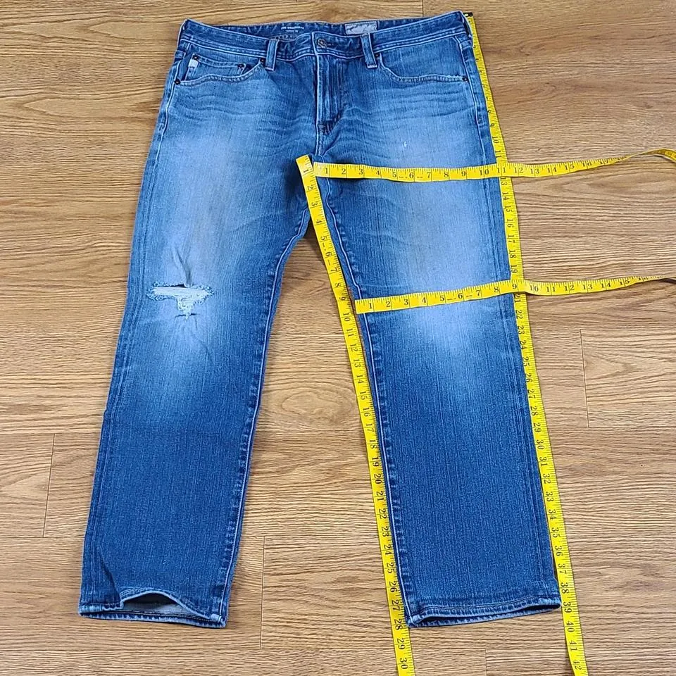 AG Jeans Men's Blue and Cream Jeans