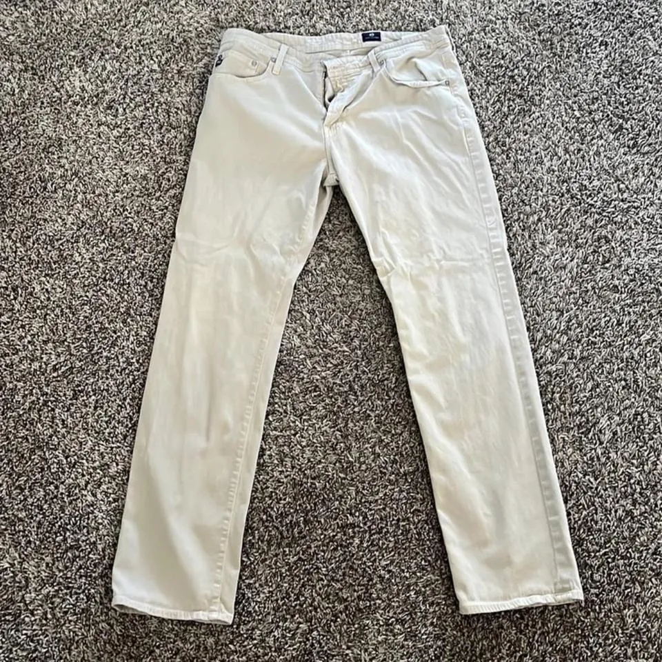 AG Jeans Men's Cream and White Jeans