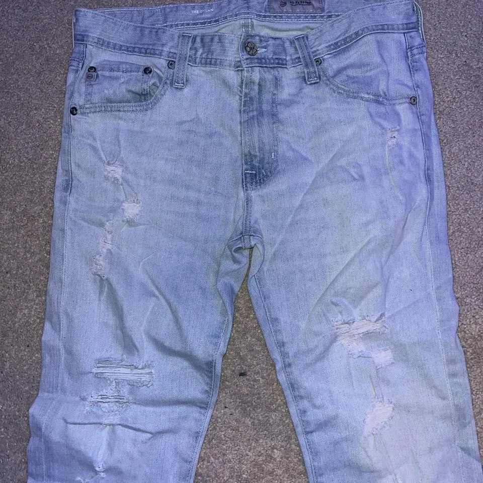 AG Jeans Men's Blue and White Jeans