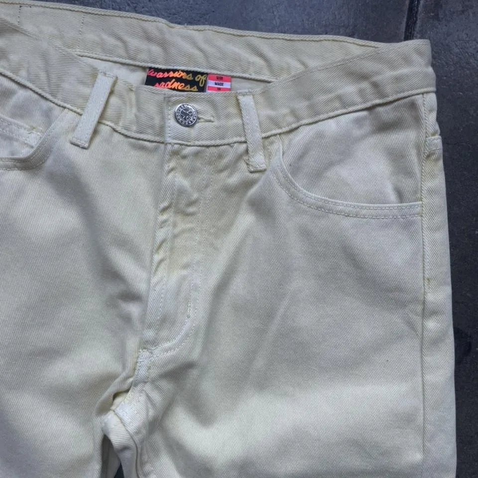American Apparel Men's Yellow and Cream Jeans