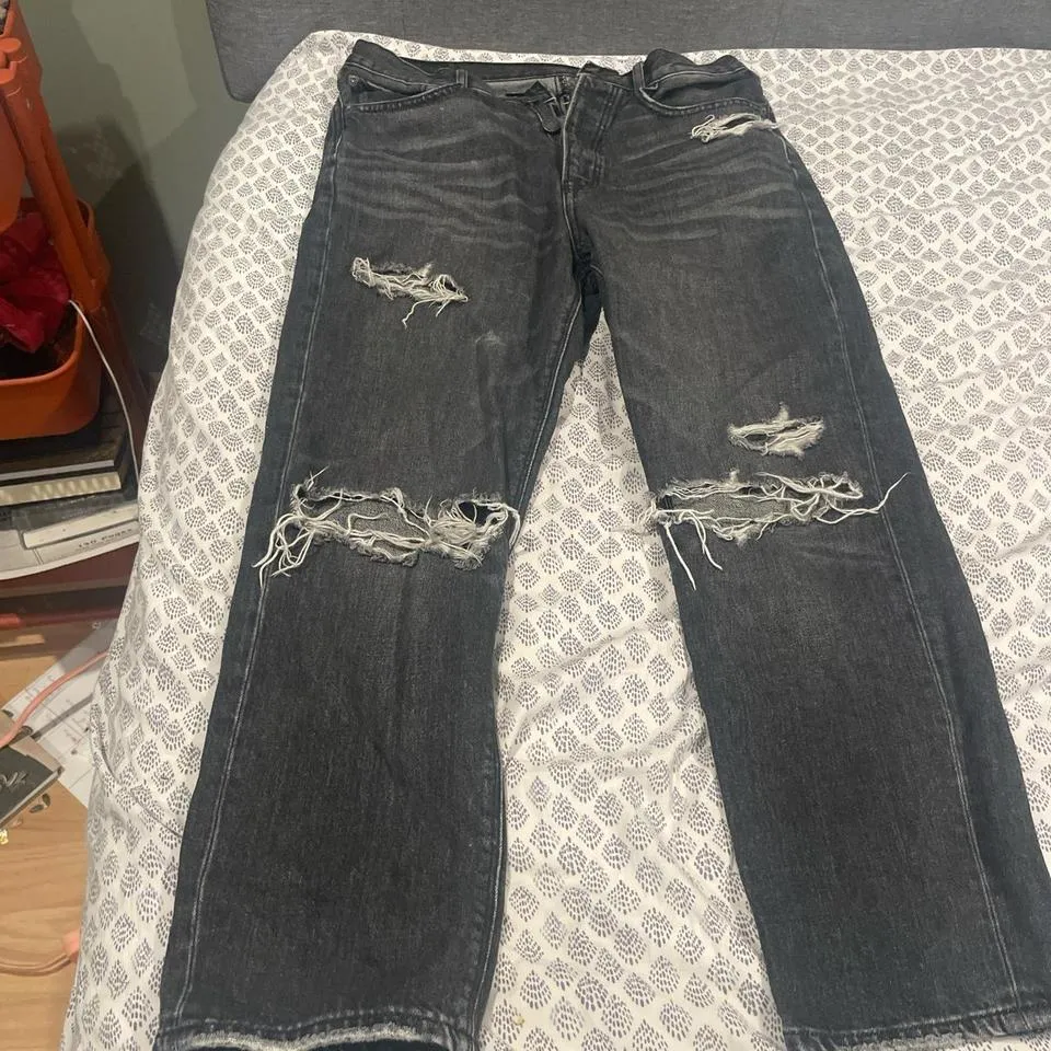 American Eagle Outfitters Men's Black and Grey Jeans