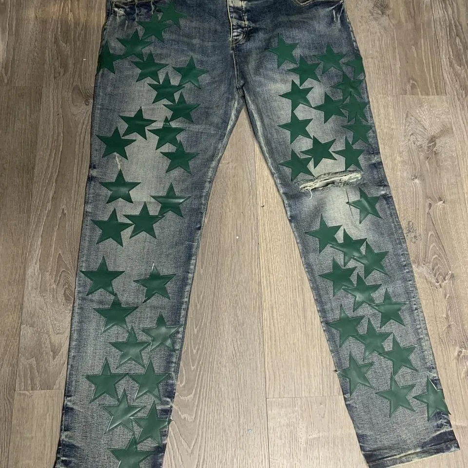 Amiri Men's Blue and Green Jeans