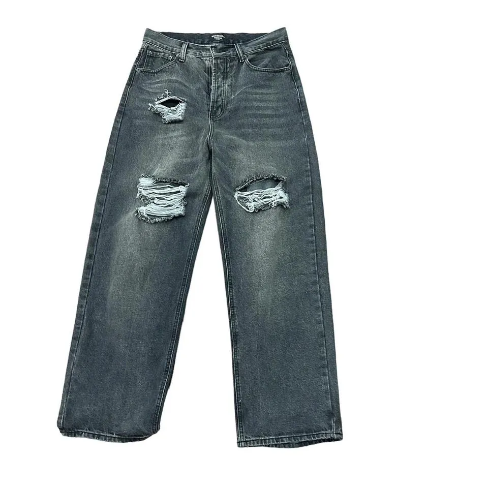 Balenciaga Men's Black and Grey Jeans