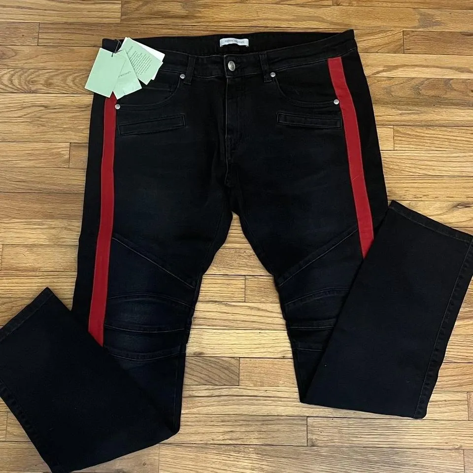 Balmain Men's Black and Red Jeans