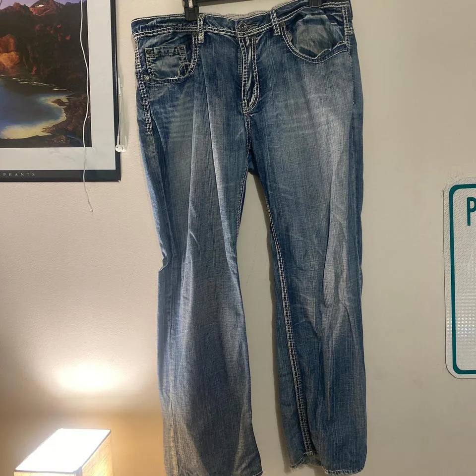 Buffalo David Bitton Men's White and Blue Jeans