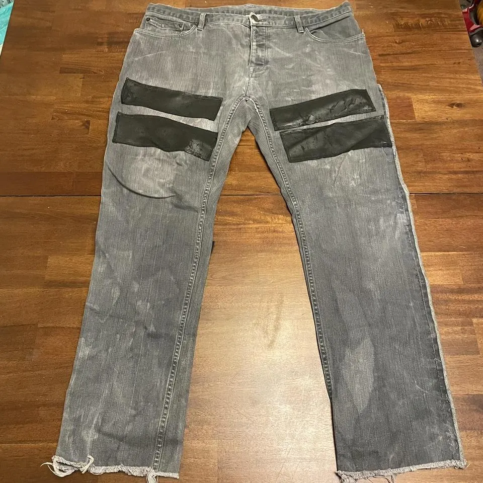 Burberry Men's Grey and Black Jeans