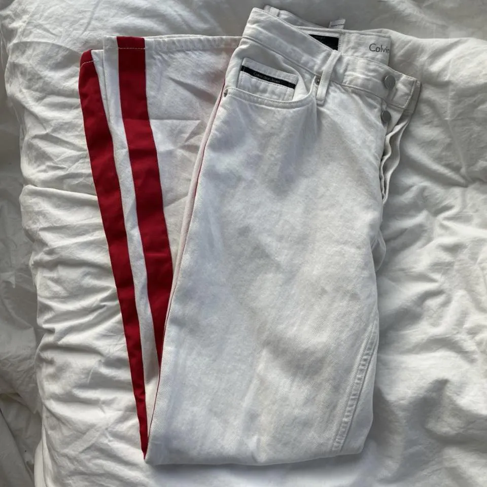 Calvin Klein Men's White and Red Jeans