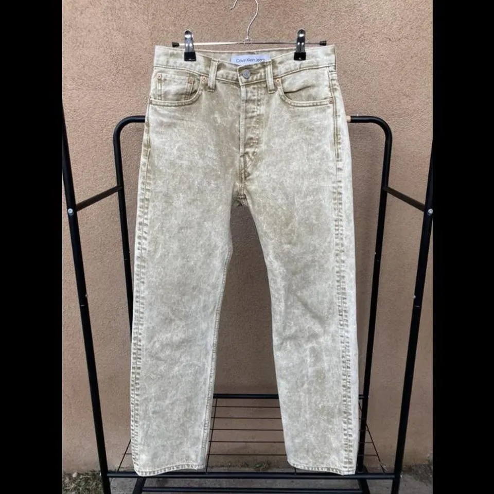 Calvin Klein Men's White and Cream Jeans