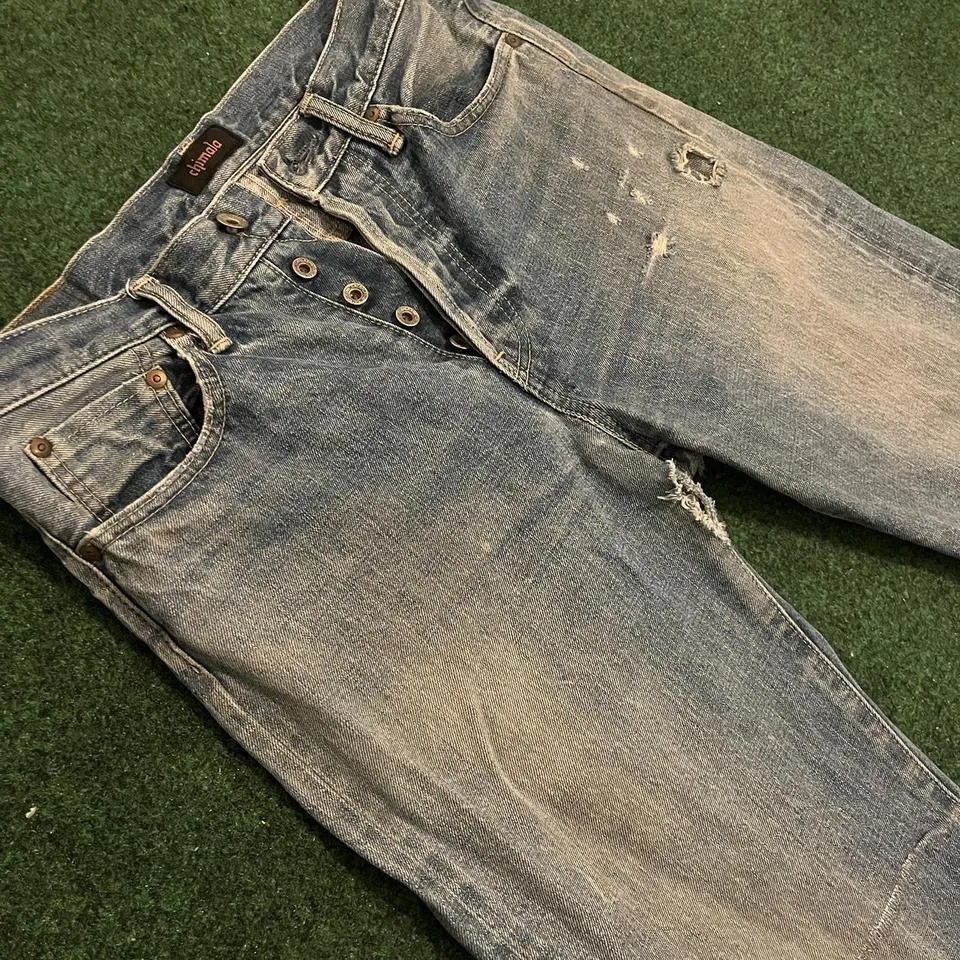 Chimala Men's Blue and White Jeans
